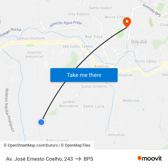 Av. José Ernesto Coelho, 243 to BPS map