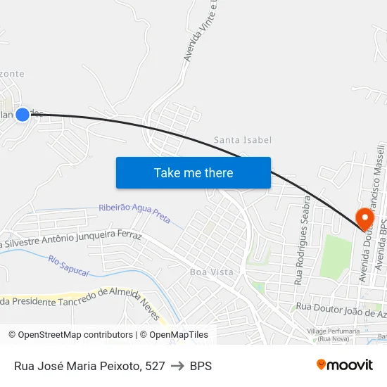 Rua José Maria Peixoto, 527 to BPS map