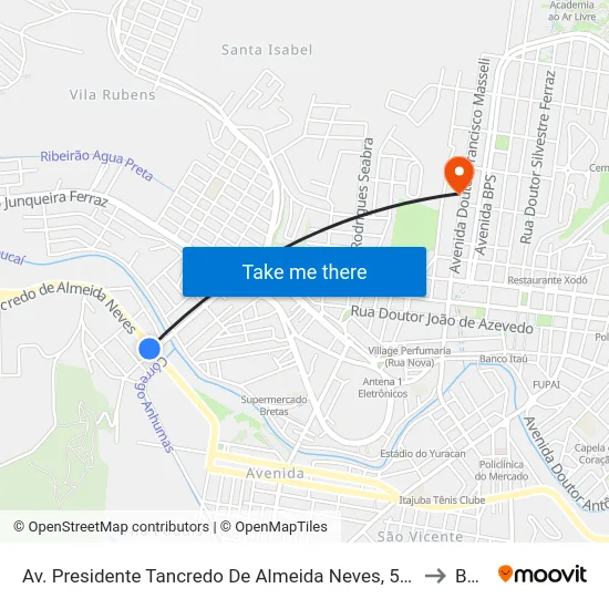 Av. Presidente Tancredo De Almeida Neves, 531 to BPS map
