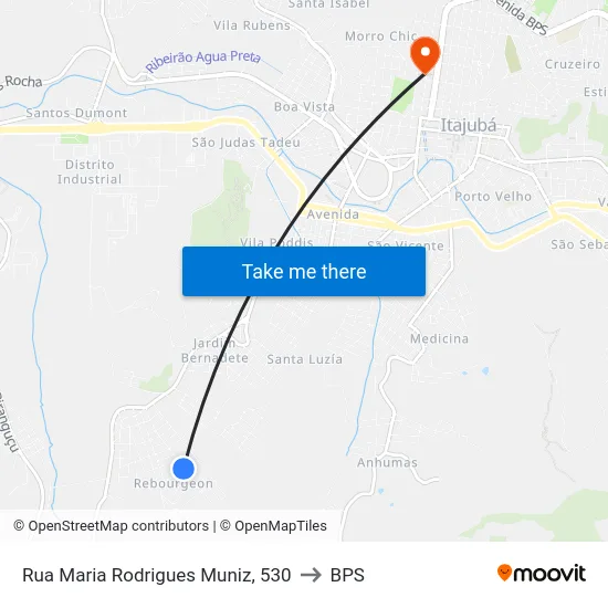 Rua Maria Rodrigues Muniz, 530 to BPS map