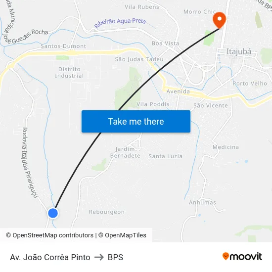 Av. João Corrêa Pinto to BPS map