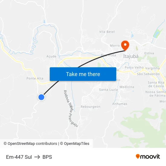 Em-447 Sul to BPS map