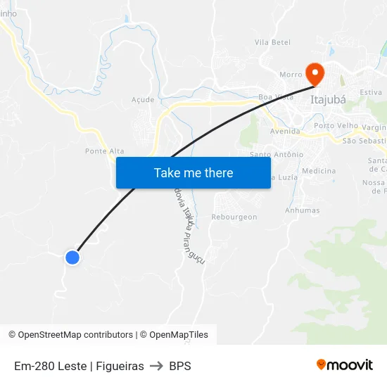 Em-280 Leste | Figueiras to BPS map