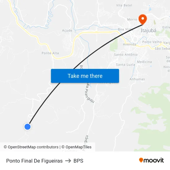 Ponto Final De Figueiras to BPS map