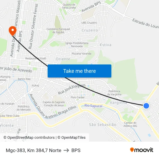 Mgc-383, Km 384,7 Norte to BPS map