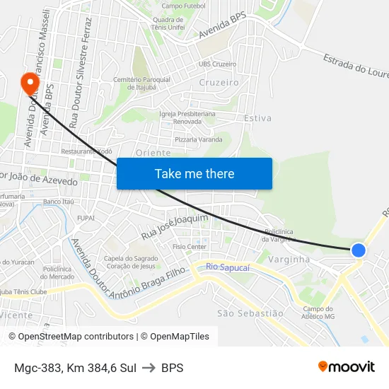 Mgc-383, Km 384,6 Sul to BPS map