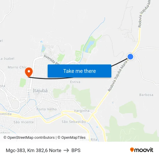 Mgc-383, Km 382,6 Norte to BPS map