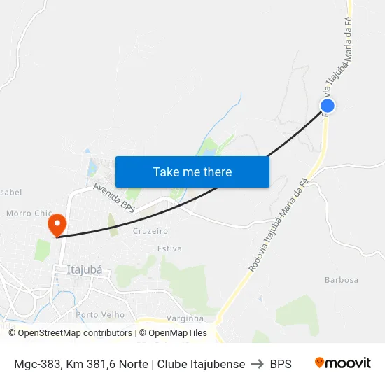 Mgc-383, Km 381,6 Norte | Clube Itajubense to BPS map