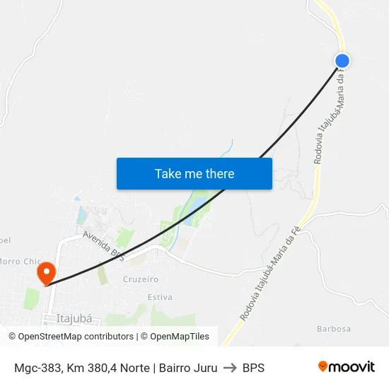 Mgc-383, Km 380,4 Norte | Bairro Juru to BPS map