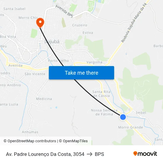 Av. Padre Lourenço Da Costa, 3054 to BPS map