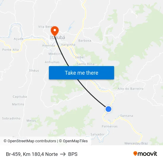 Br-459, Km 180,4 Norte to BPS map