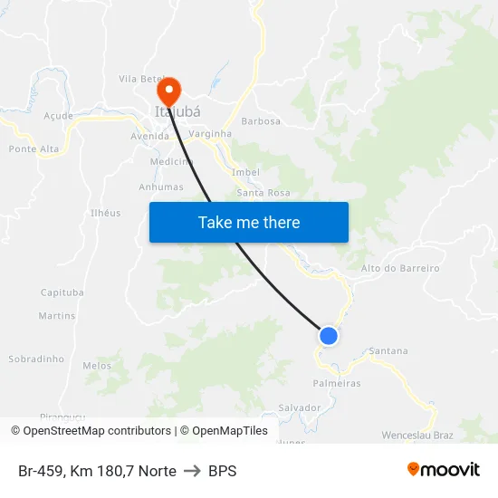 Br-459, Km 180,7 Norte to BPS map