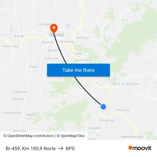Br-459, Km 180,9 Norte to BPS map