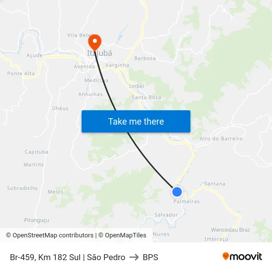 Br-459, Km 182 Sul | São Pedro to BPS map