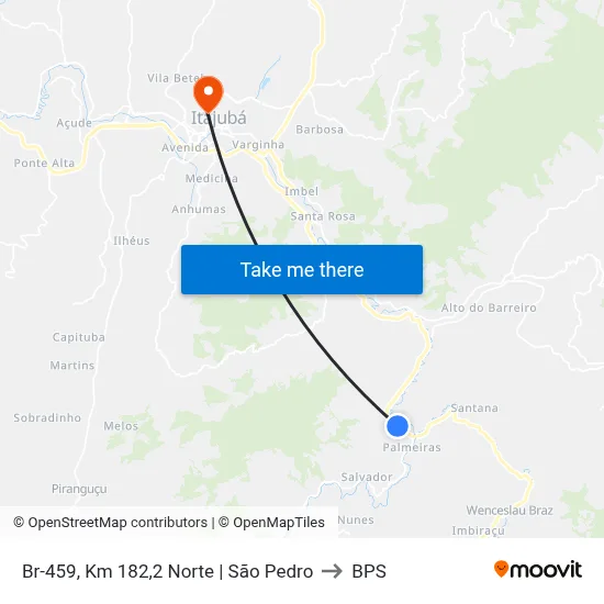 Br-459, Km 182,2 Norte | São Pedro to BPS map