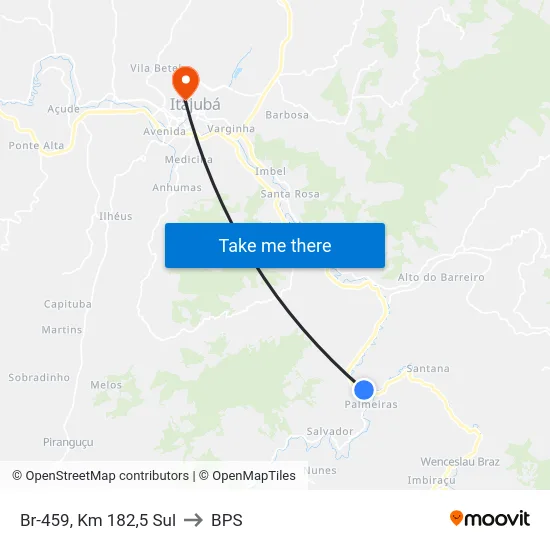 Br-459, Km 182,5 Sul to BPS map