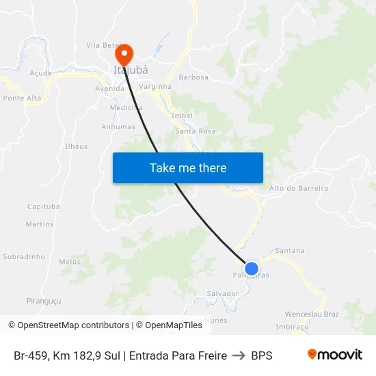 Br-459, Km 182,9 Sul | Entrada Para Freire to BPS map