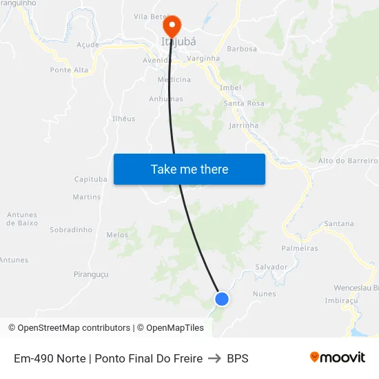 Em-490 Norte | Ponto Final Do Freire to BPS map