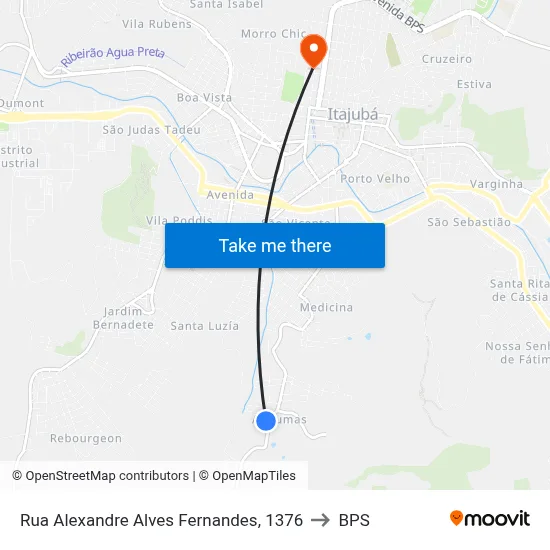 Rua Alexandre Alves Fernandes, 1376 to BPS map