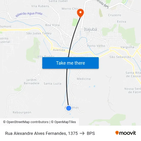 Rua Alexandre Alves Fernandes, 1375 to BPS map