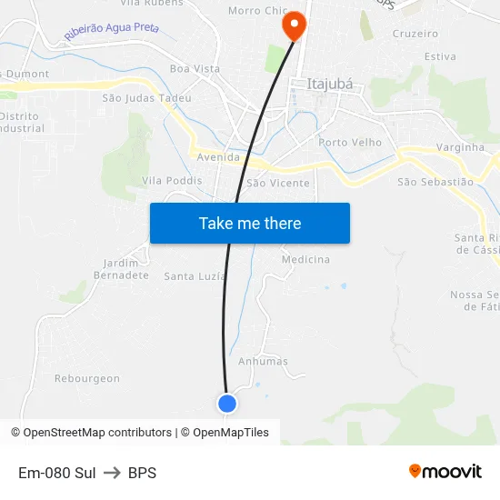 Em-080 Sul to BPS map