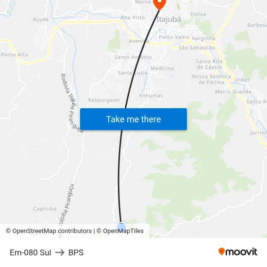 Em-080 Sul to BPS map