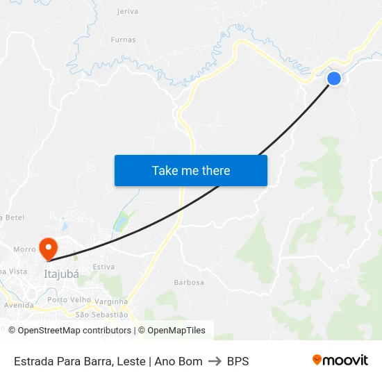 Estrada Para Barra, Leste | Ano Bom to BPS map