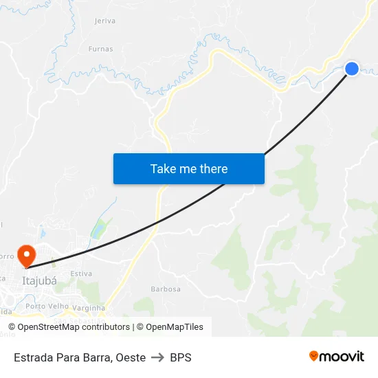 Estrada Para Barra, Oeste to BPS map