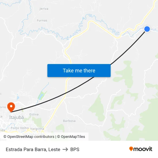 Estrada Para Barra, Leste to BPS map