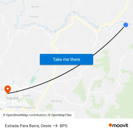 Estrada Para Barra, Oeste to BPS map