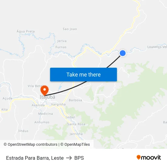 Estrada Para Barra, Leste to BPS map