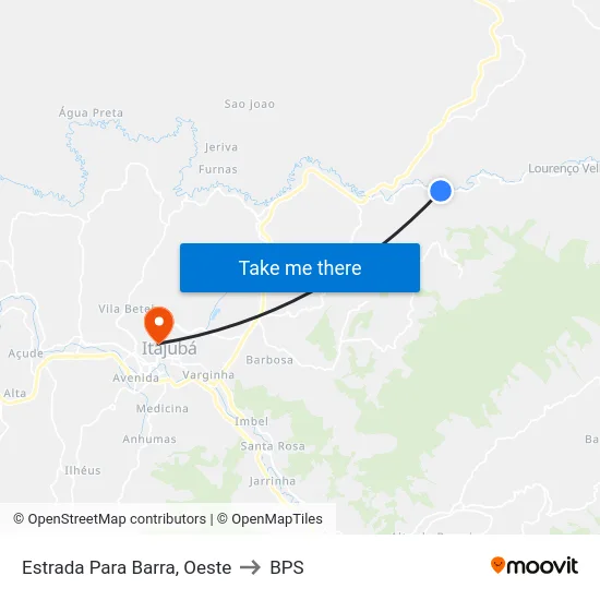 Estrada Para Barra, Oeste to BPS map