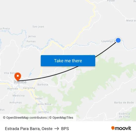 Estrada Para Barra, Oeste to BPS map