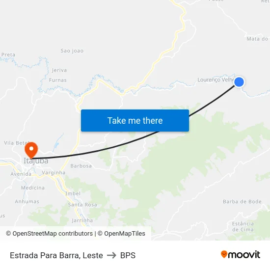 Estrada Para Barra, Leste to BPS map