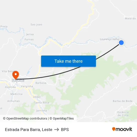 Estrada Para Barra, Leste to BPS map