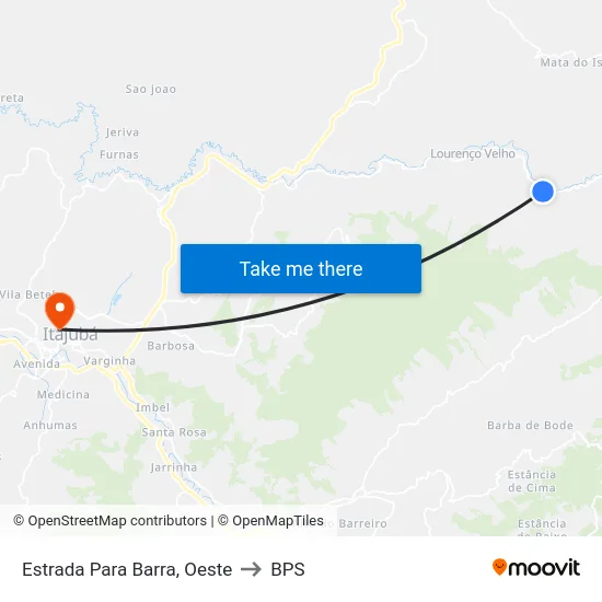 Estrada Para Barra, Oeste to BPS map