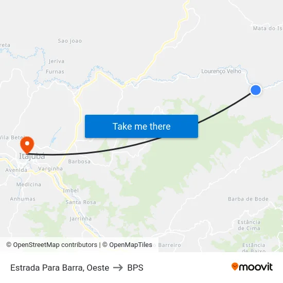 Estrada Para Barra, Oeste to BPS map