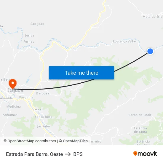 Estrada Para Barra, Oeste to BPS map