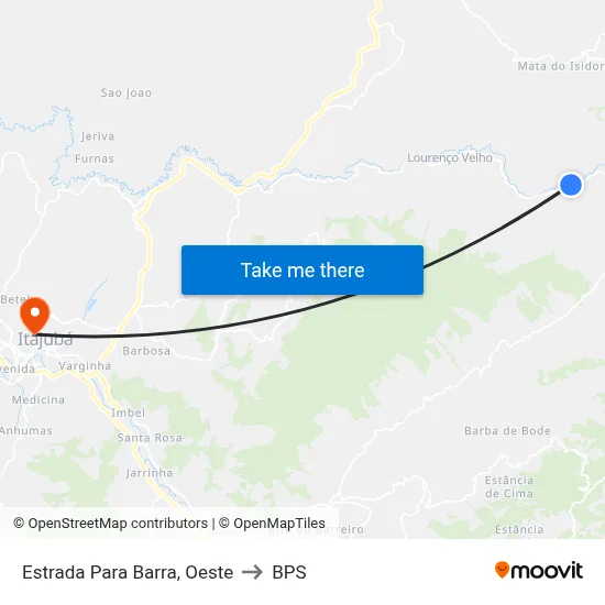 Estrada Para Barra, Oeste to BPS map