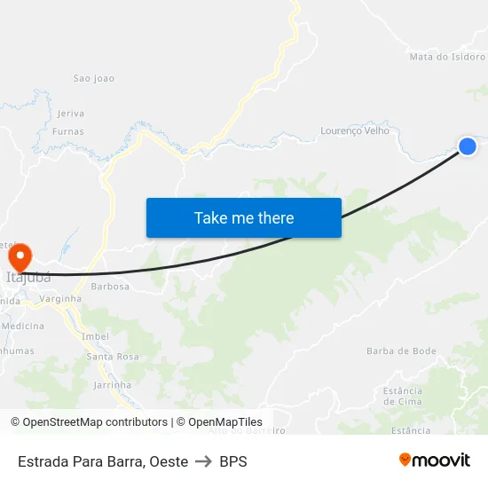 Estrada Para Barra, Oeste to BPS map