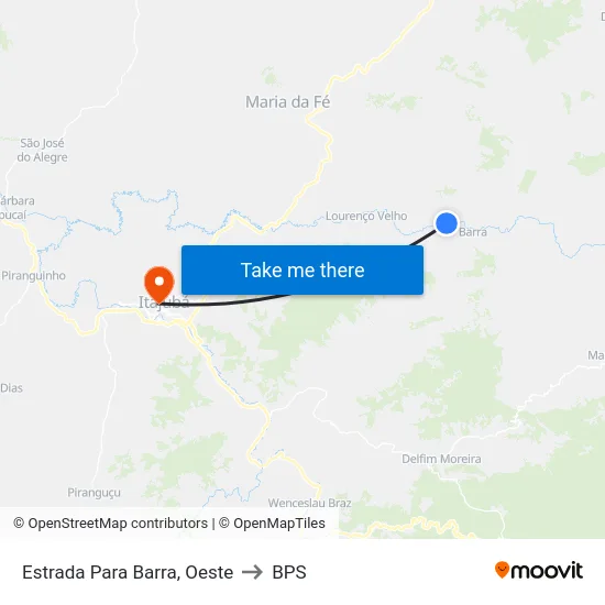 Estrada Para Barra, Oeste to BPS map