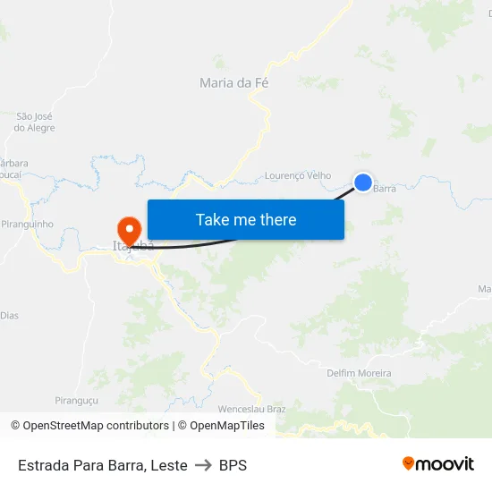 Estrada Para Barra, Leste to BPS map