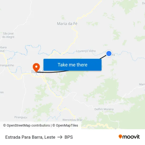 Estrada Para Barra, Leste to BPS map