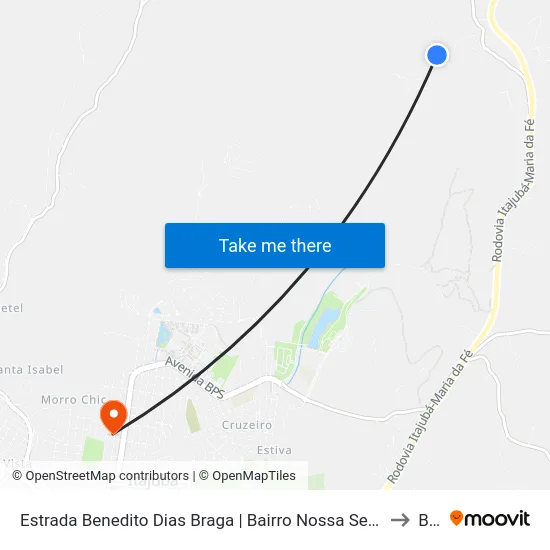 Estrada Benedito Dias Braga | Bairro Nossa Senhora Auxiliadora to BPS map