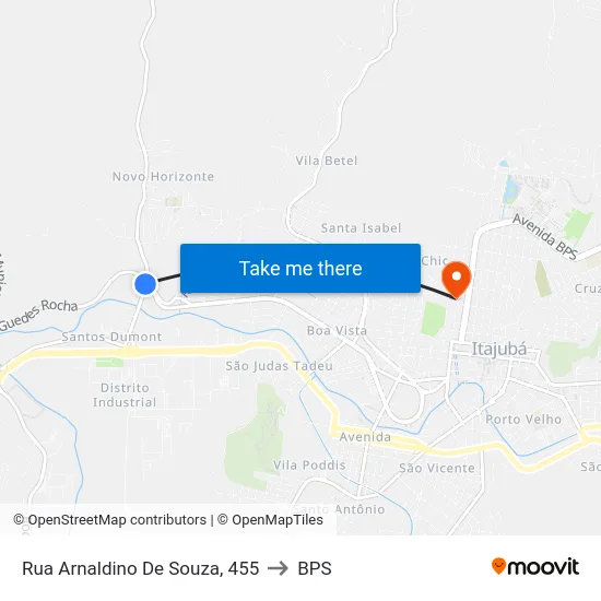 Rua Arnaldino De Souza, 455 to BPS map