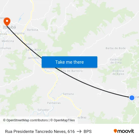 Rua Presidente Tancredo Neves, 616 to BPS map