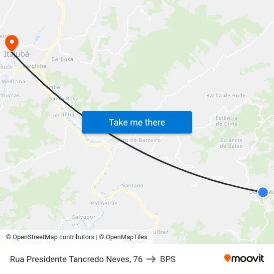 Rua Presidente Tancredo Neves, 76 to BPS map