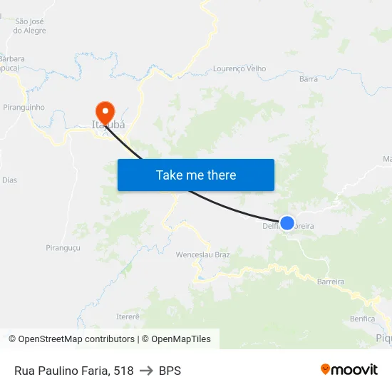 Rua Paulino Faria, 518 to BPS map