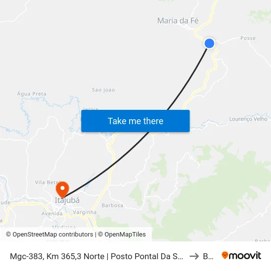 Mgc-383, Km 365,3 Norte | Posto Pontal Da Serra to BPS map