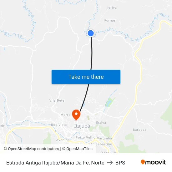 Estrada Antiga Itajubá/Maria Da Fé, Norte to BPS map